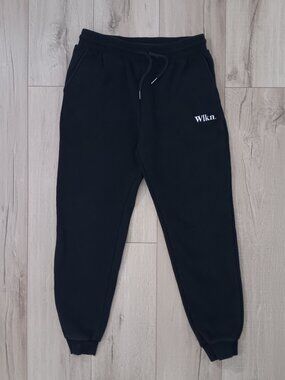WLKN Men's Black Joggers Sweatpants Fleece Cotton Blend Size Large Streetwear